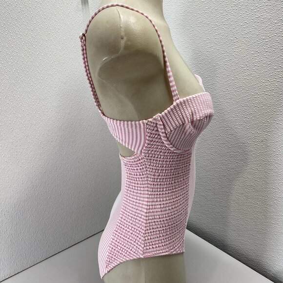 Kate Spade Smocked Begonia One-Piece Swimsuit • Size XS • Pink/White - Picture 3 of 12